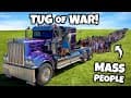 TUG OF WAR Semi Truck Vs. Mass People!