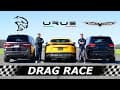 Dodge Durango Hellcat vs Lamborghini Urus vs Jeep Trackhawk // DRAG & ROLL RACE