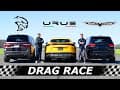 Dodge Durango Hellcat vs Lamborghini Urus vs Jeep Trackhawk // DRAG & ROLL RACE